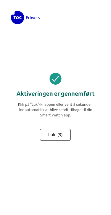 Aktivering gennemført af Smartwatch med eSIM