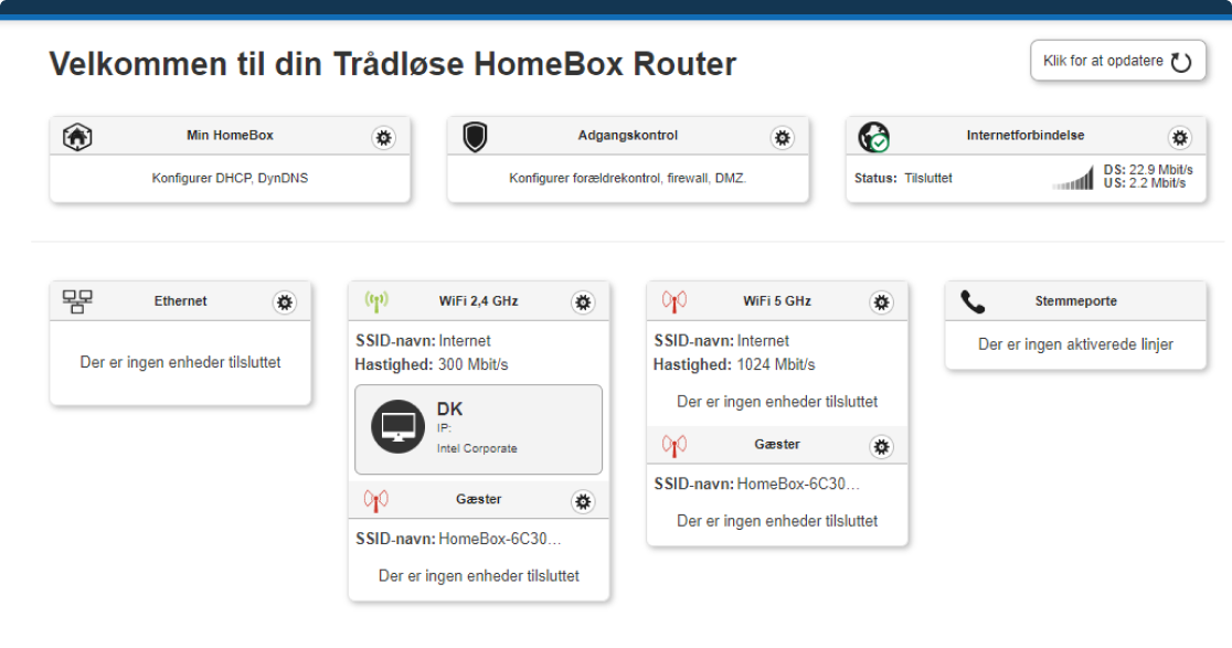 Homebox 4 - interface forside