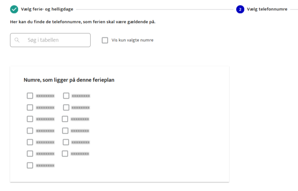 Vælg nummeret det skal gælde for 