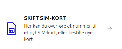 Aktiver og bestil simkort på Selvbetjenings forsiden