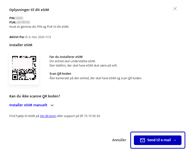 eSIM aktivering