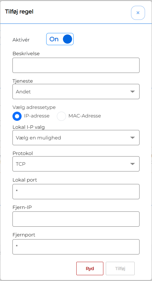 Opret portåbning BGW 3