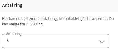 Billedet viser hvordan du bestemmer antal ring inden din voicemail-besked afspilles