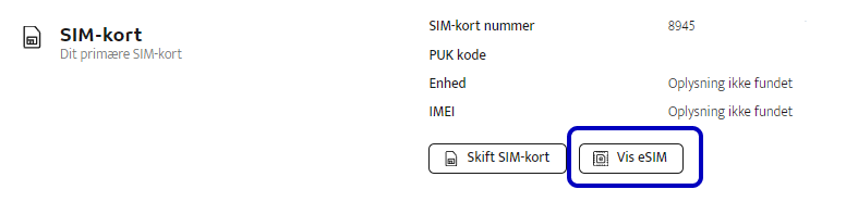 Vis eSIM i Selvbetjening