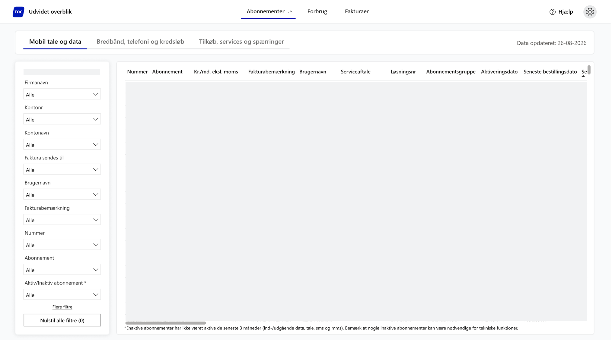 Det kan du finde under Abonnementer