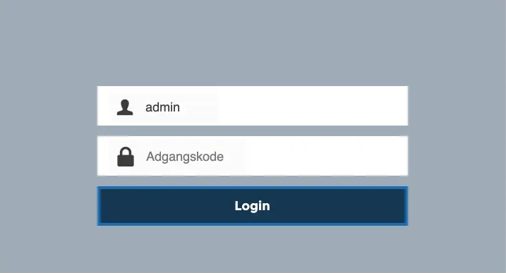 Login skærm til router