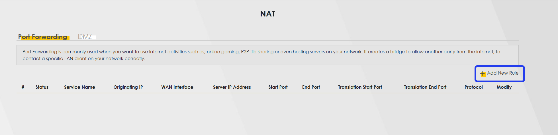 Port forward i indstillingerne