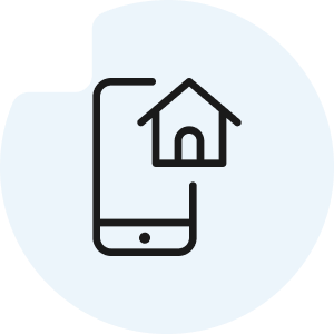 Telefoniløsning ikon - mobil og lille hus
