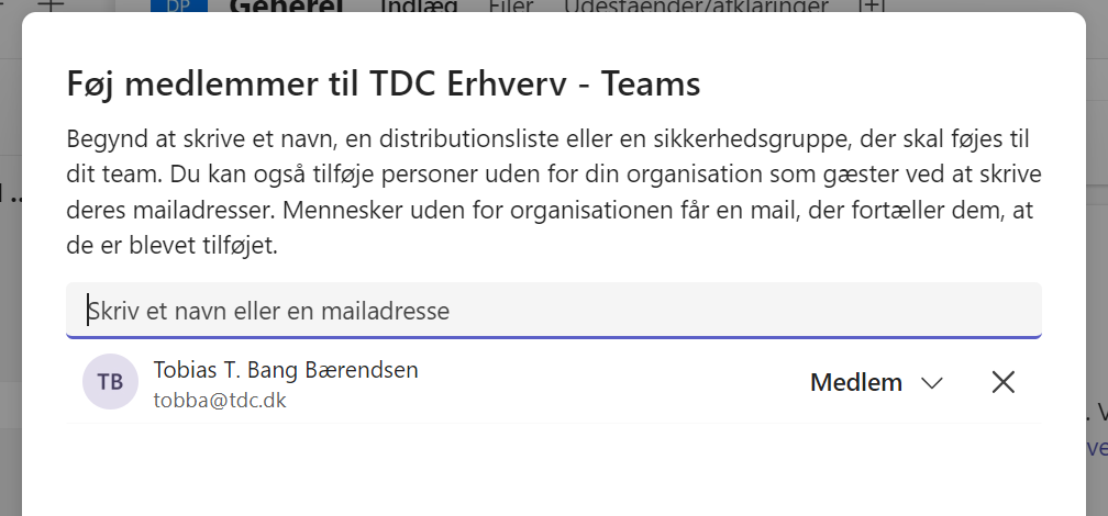 Føj medlemmer til nye team - TDC