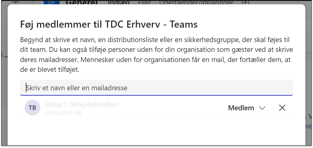 Føj medlemmer til nye team - TDC