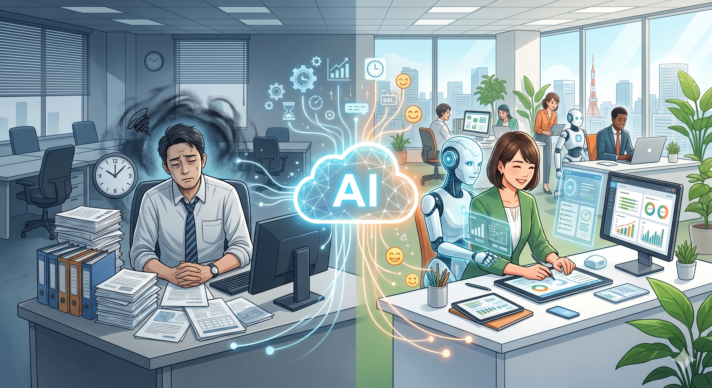 人手不足はAIで解決！未来のオフィスで生産性を上げる方法