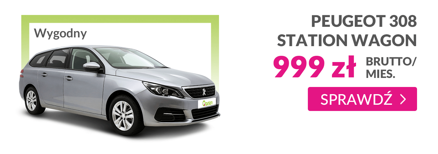 Nowa oferta na Peugeot 308 kombi  - wynajem na rok od 999 zł