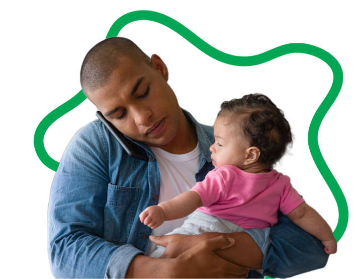 Happy dad holding his son