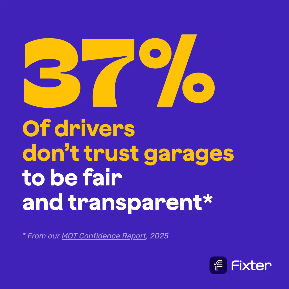 37% of motorists don't trust garages to be fair and transparent