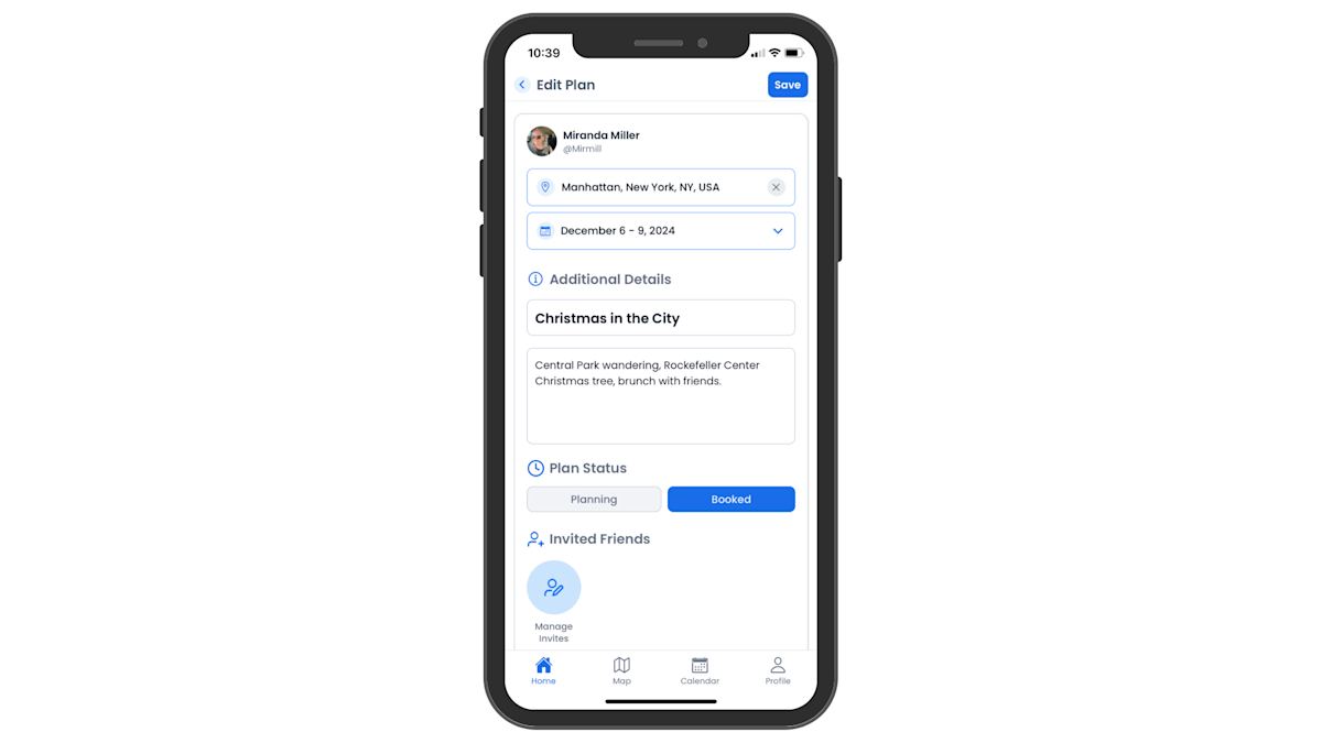 Nomadago feature - Add Trip