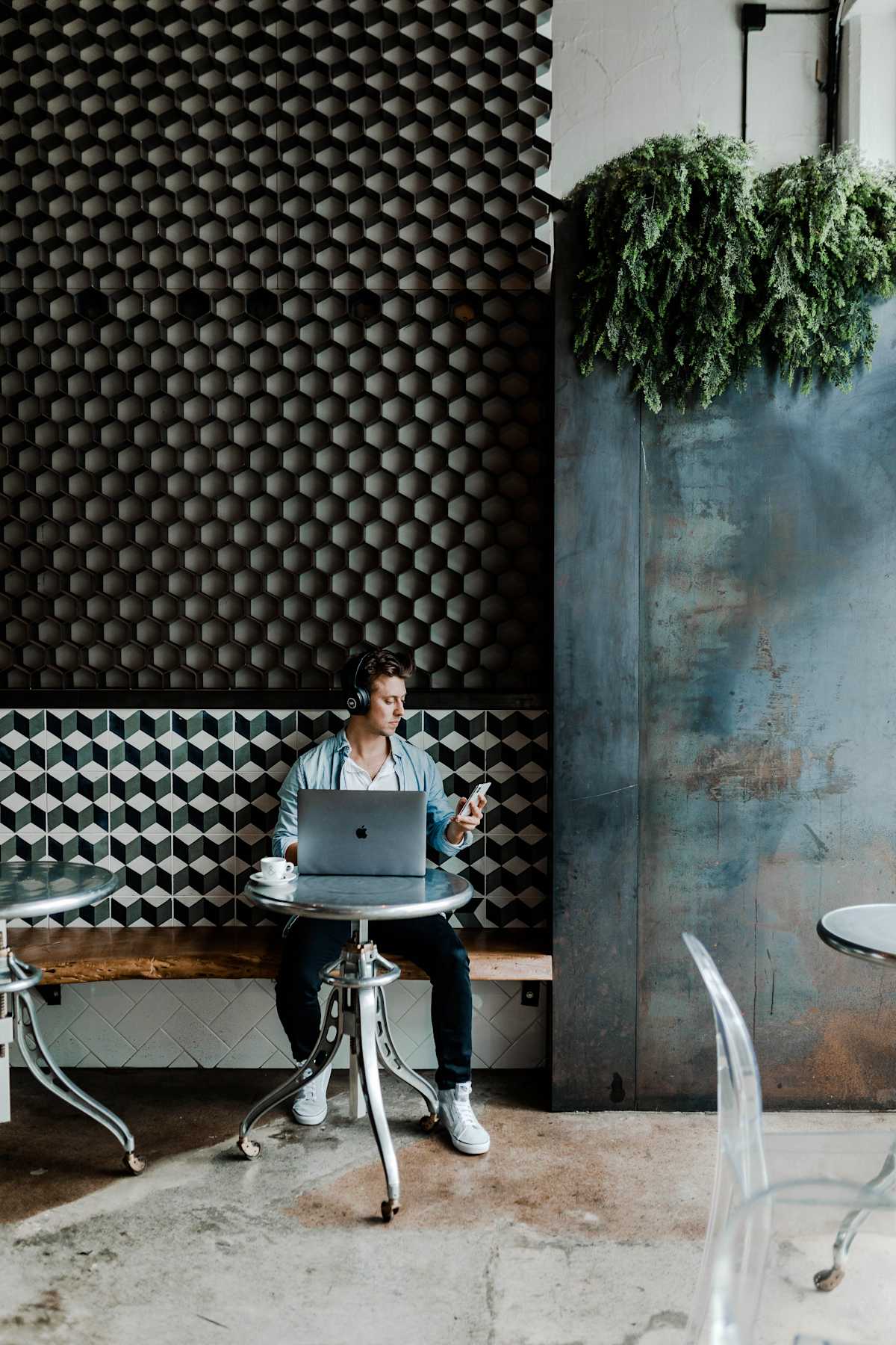 Man working at cafe
