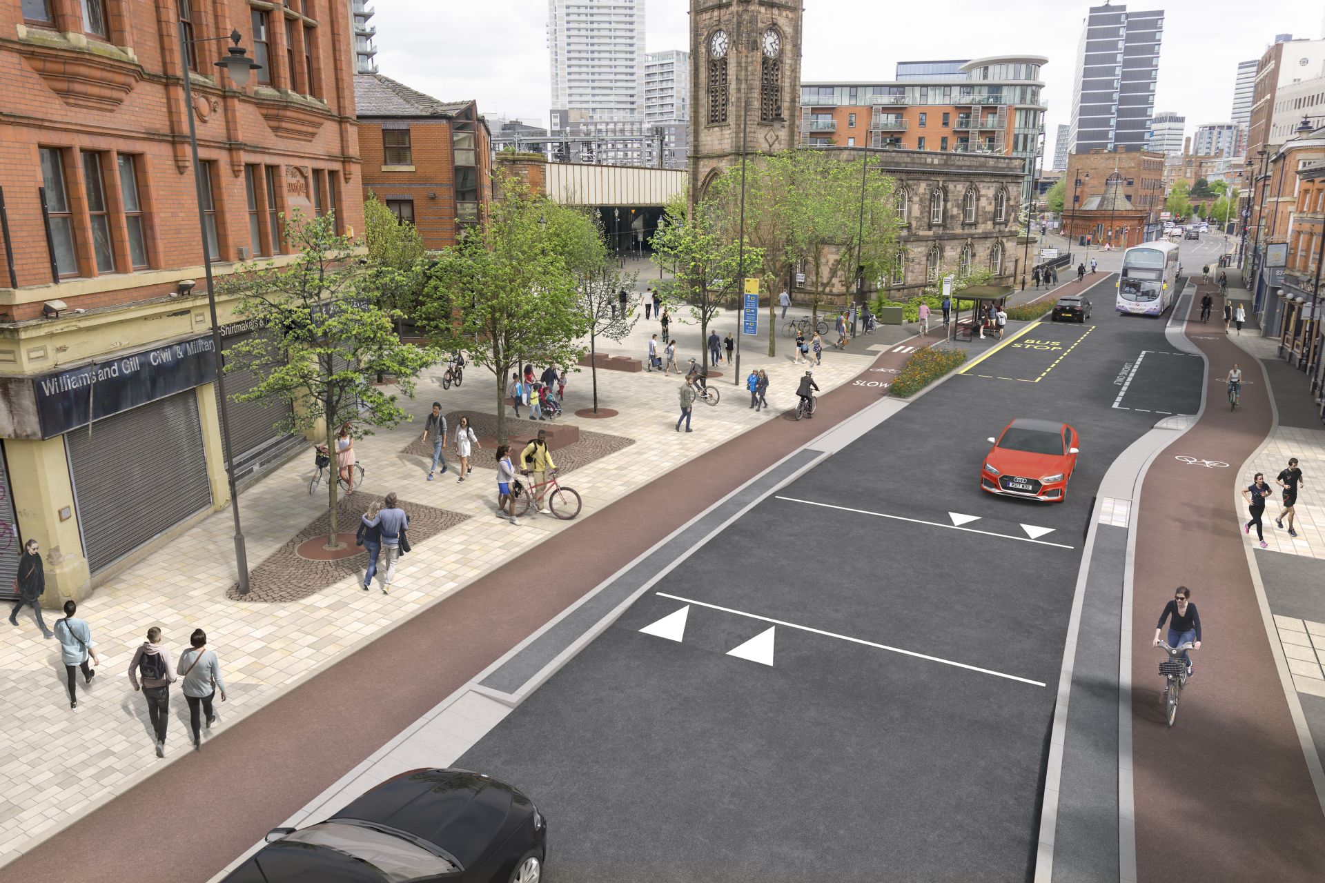 A visualisation of how Chapel Street East could look with new cycling and walking improvements