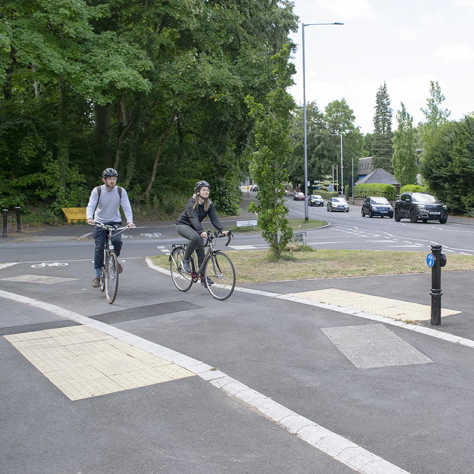 4km of dedicated cycle track with priority across side roads