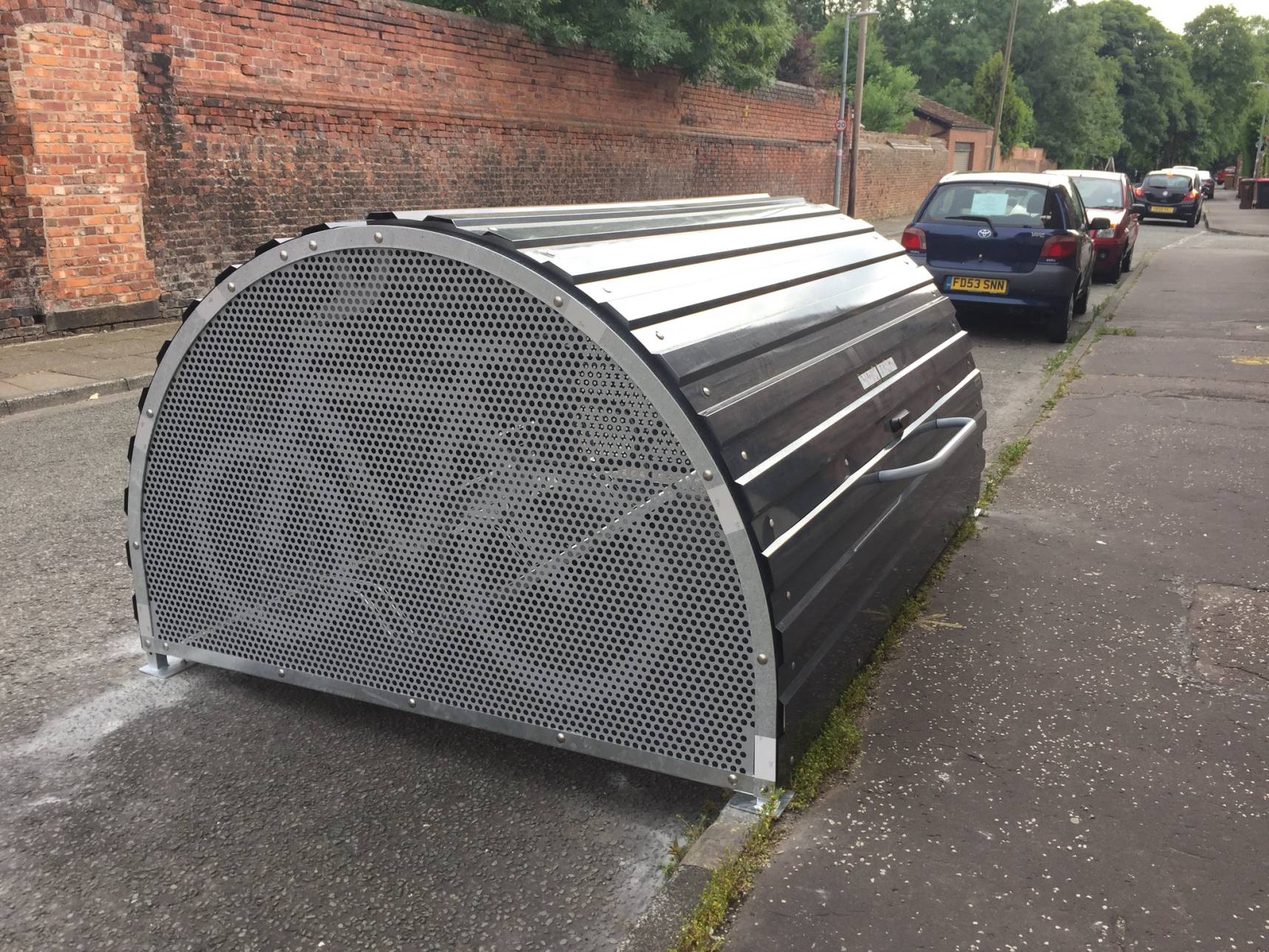 A bike hanger on a street