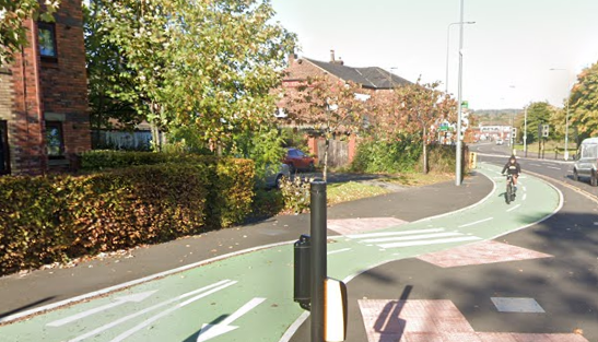 Cycle lane in Wigan