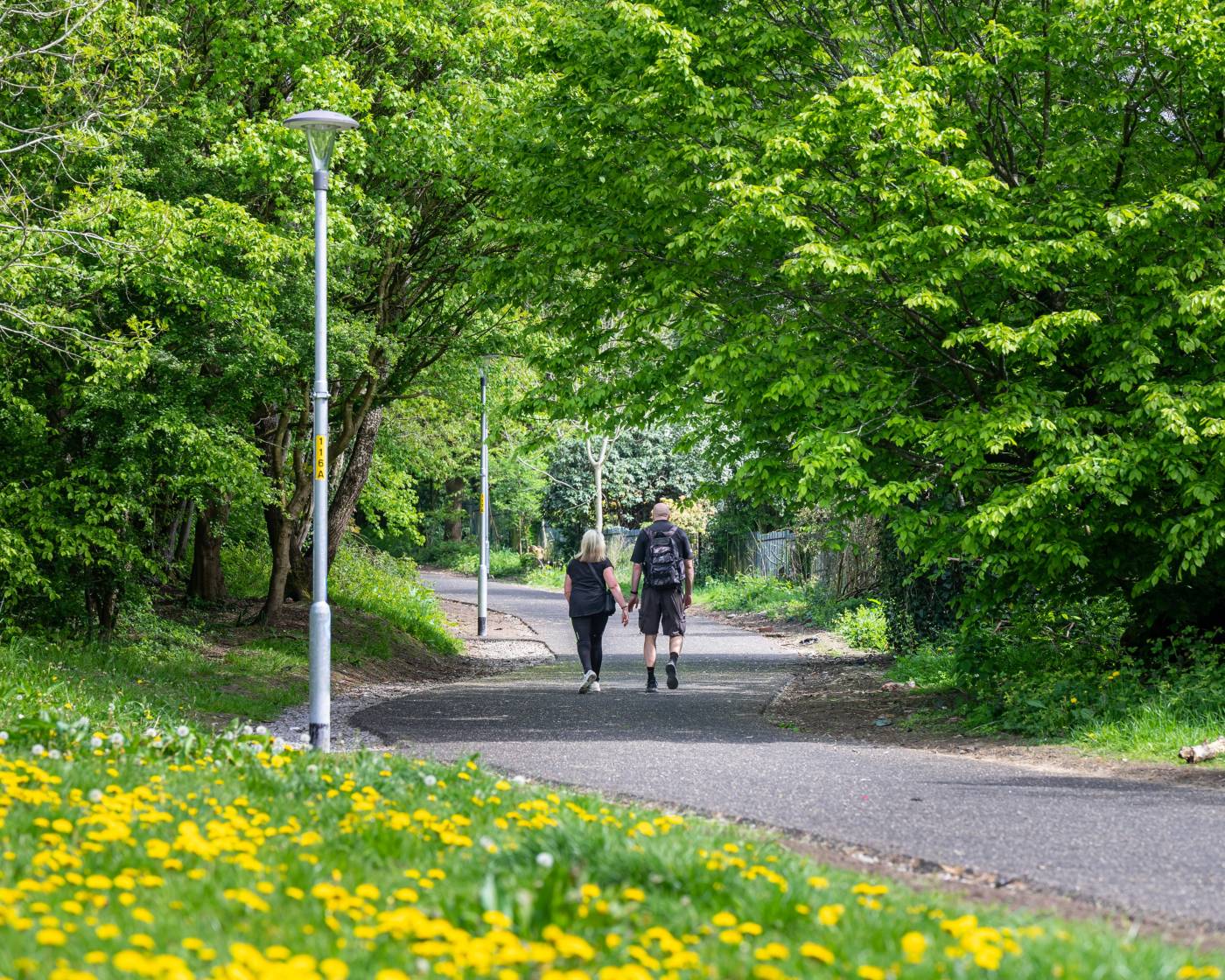 A couple walking along the greenway