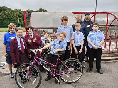 Students at Shevington school doing a bike maintenance courses