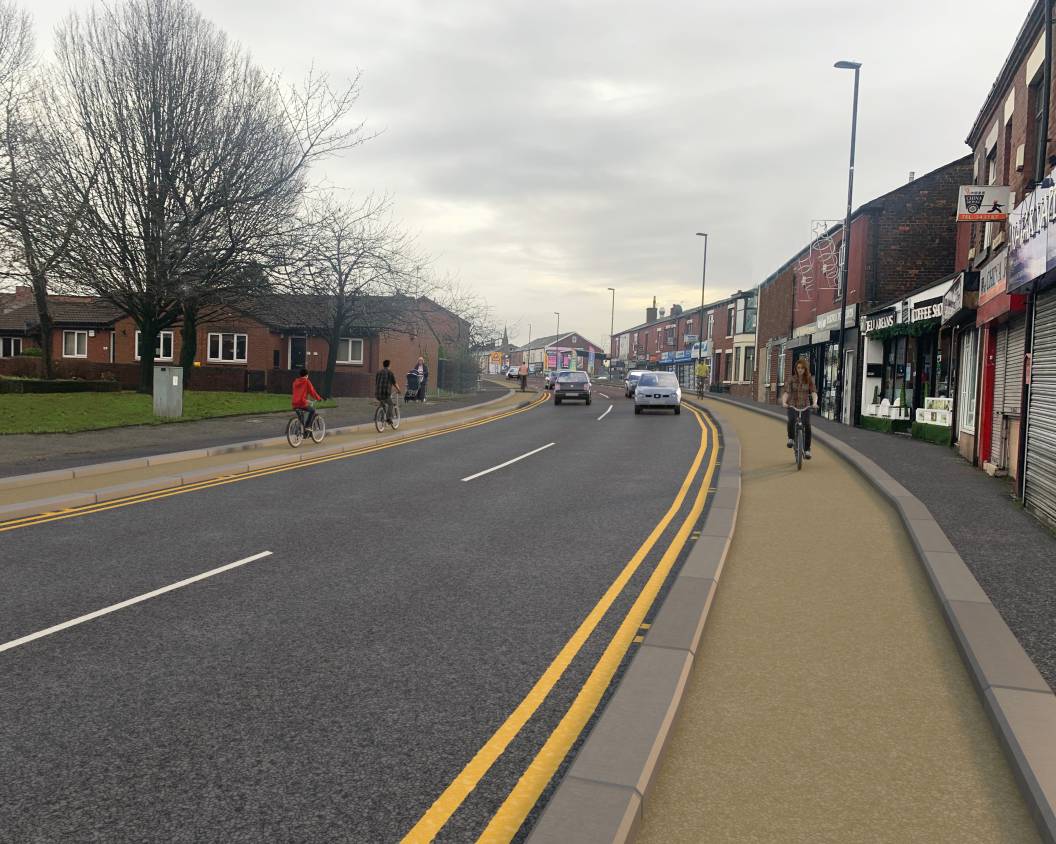 A visualisation of how the cycleway to Castleton town centre could look