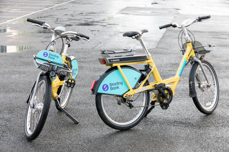 Two starling bank bikes in Manchester