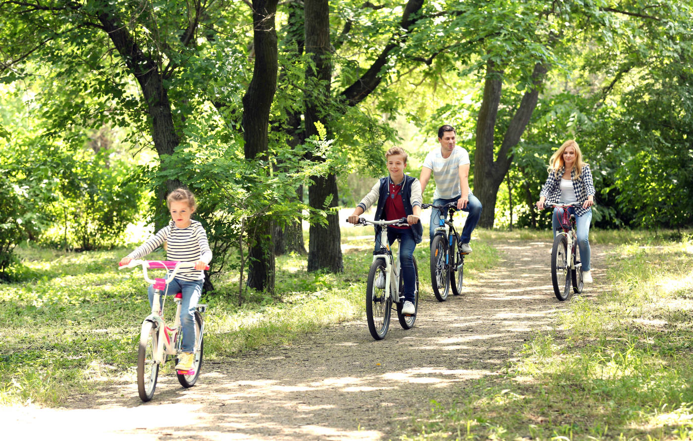 A family cycling