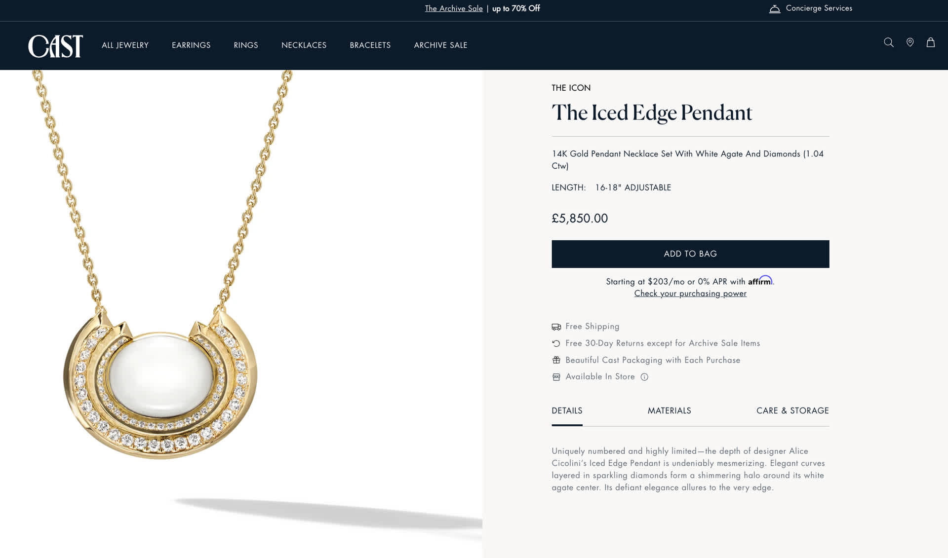 Cast Product details pages