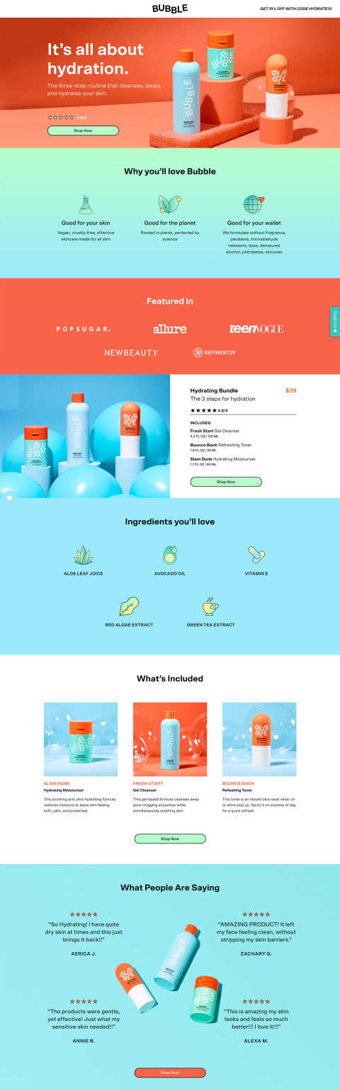 Bubble Landing Page