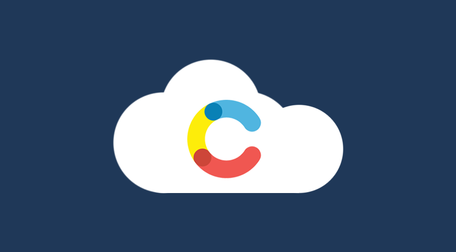 Contentful logo on white cloud with navy background