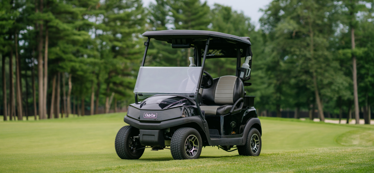 Black golf cart at SentryWorld.