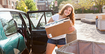 College student moving into the dorm