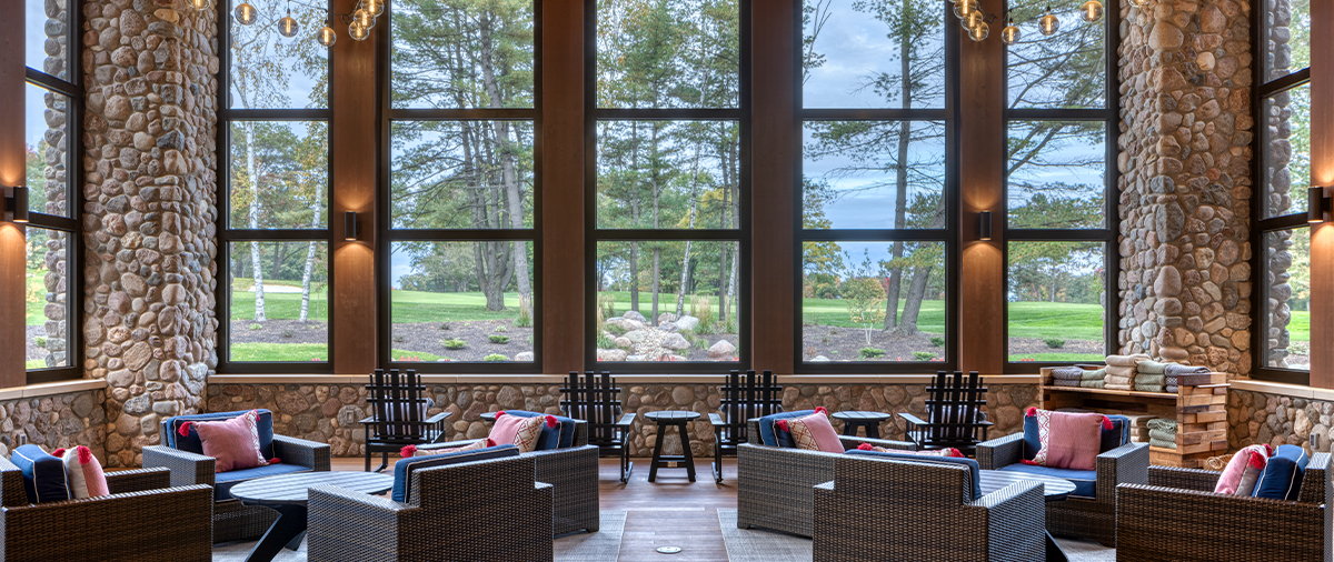 Lounge seating in the back porch in The Inn at SentryWorld