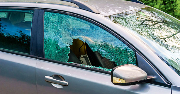 Car with smashed window