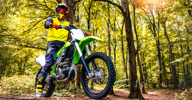 Person on dirt bike in forest