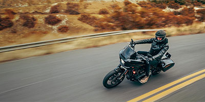 Motorcyclist riding a touring bike