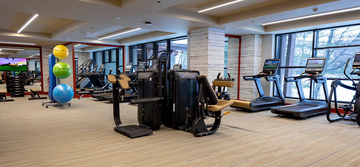 Weightlifting and cardio machines in the Fitness Center