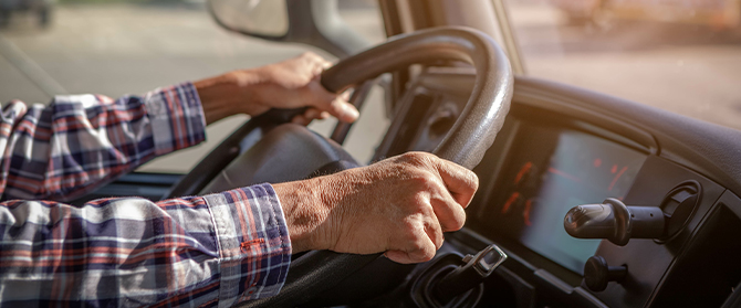 Hands on steering wheel driving