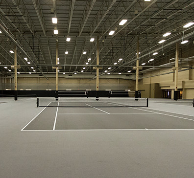 Tennis courts in the SentryWorld fieldhouse