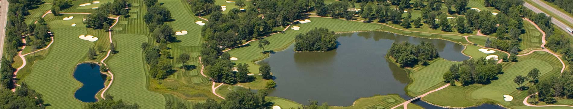 Aerial view of the SentryWorld golf course