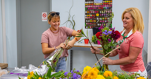 two women working in floral shop