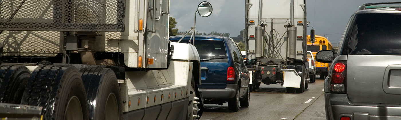 Two lanes with stopped traffic