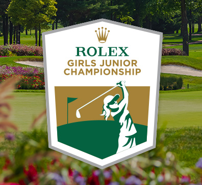 Rolex Girls Junior Championship logo on an image showing the flower hole at SentryWorld