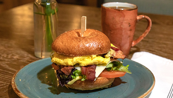 Breakfast sandwich at the Library Cafe