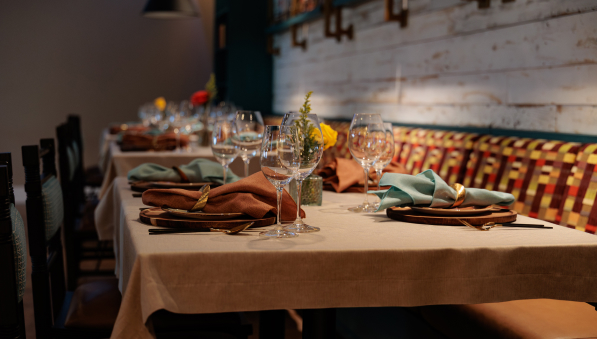50-50-stay-dine-597x339 Table set for The Library dinner.
