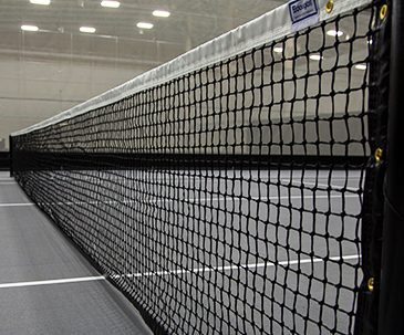 Close up of a tennis net in the fieldhouse at SentryWorld