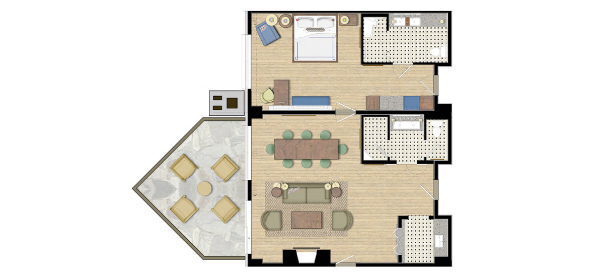 carousel-accessible-golf-view-king-suite-7-1200x556 Floor plan illustration of accessible king suite room.