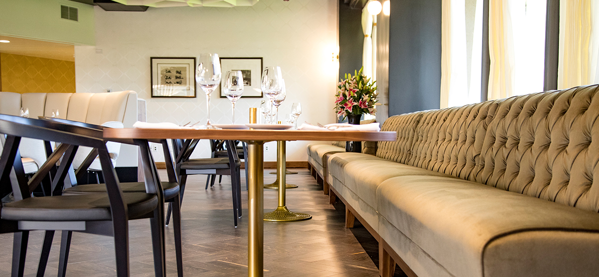 Booth and chair seating in the Muse dining area